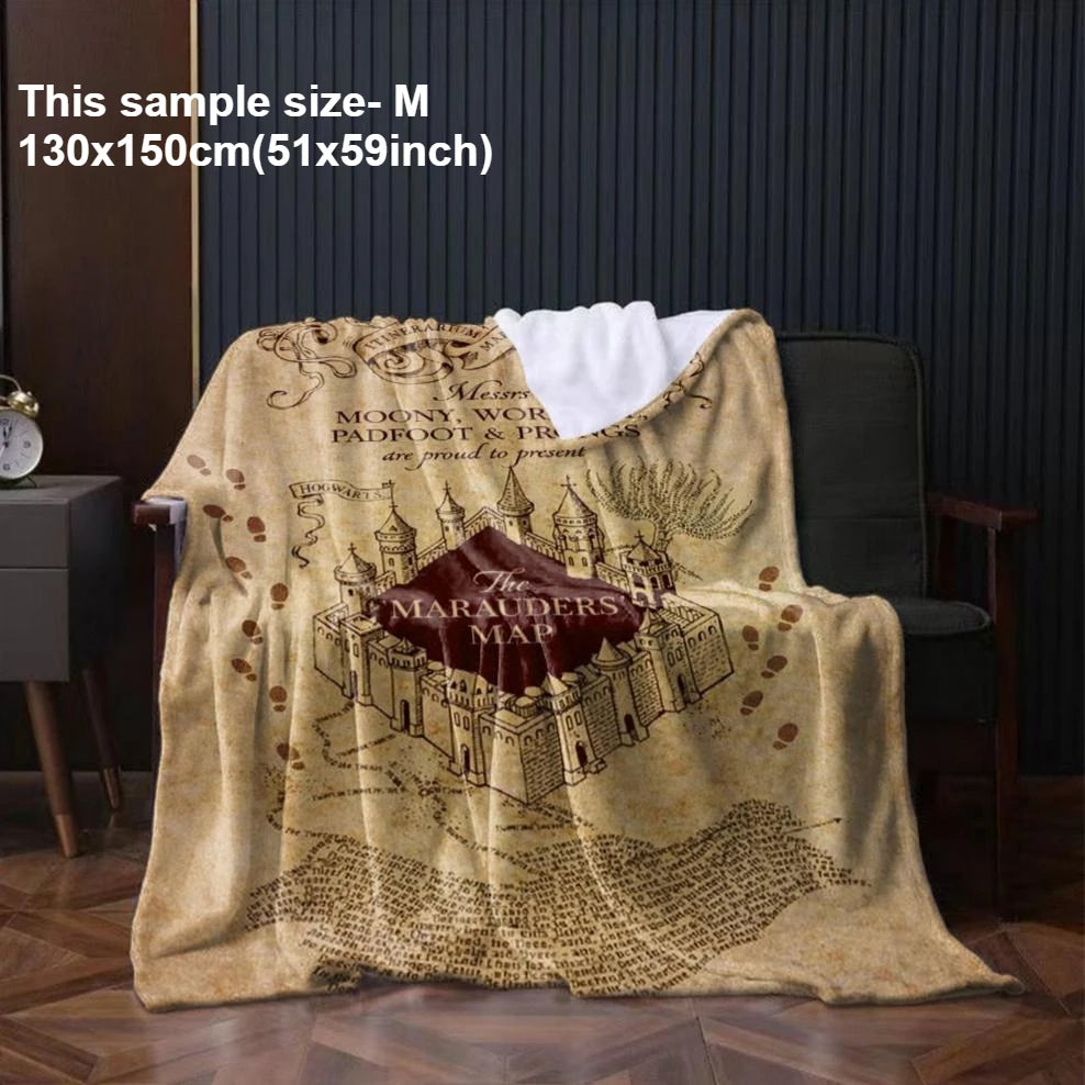 Marauders Map Vintage Flannel Blanket