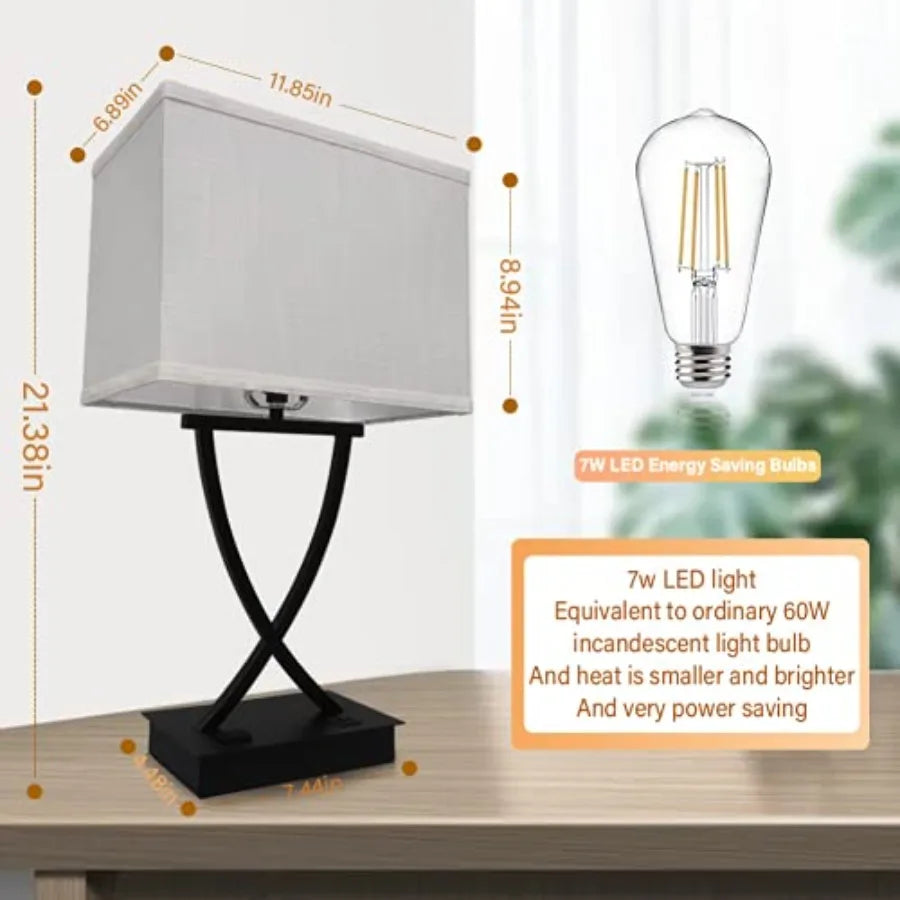 3-Way Touch USB Nightstand Table Lamp