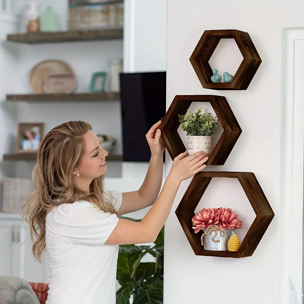 Floating Hexagon Home Decor Shelf