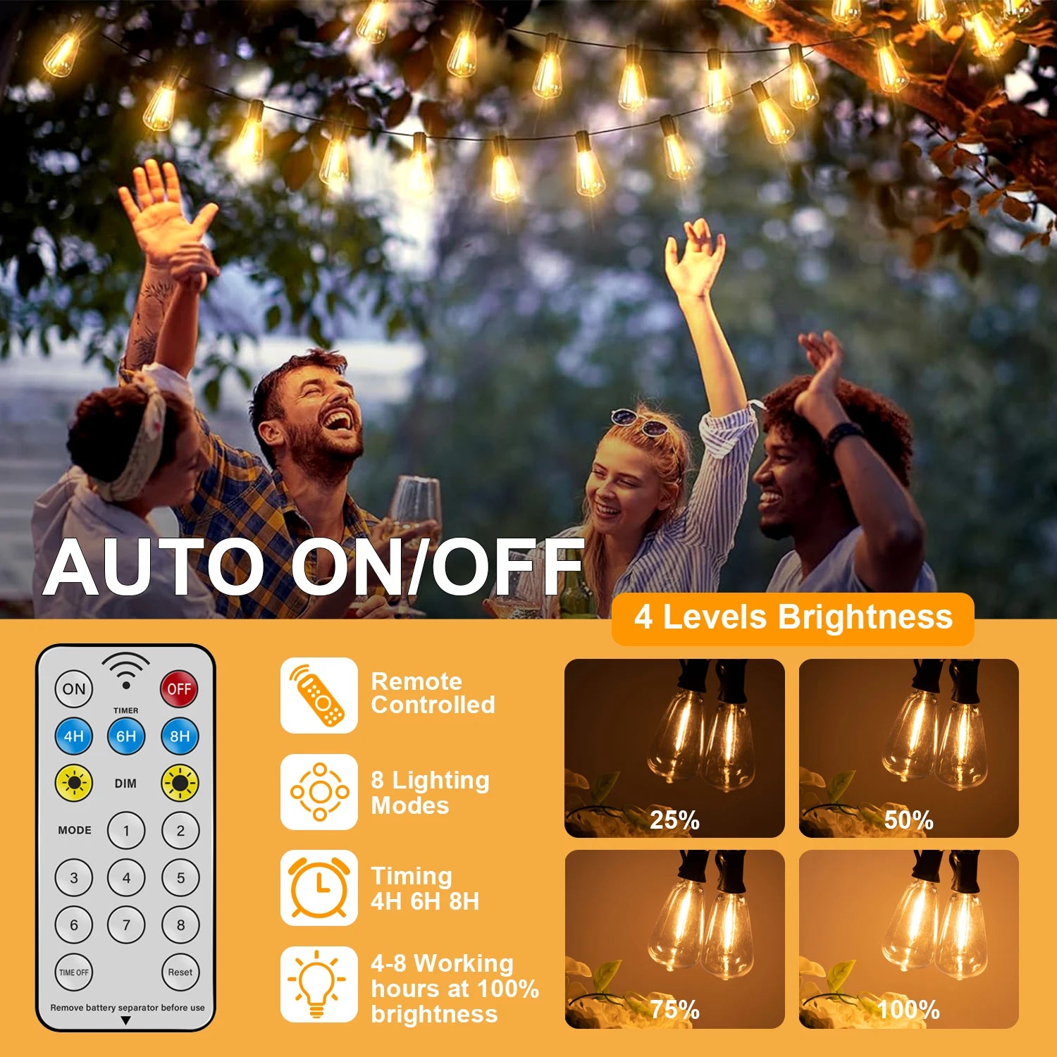 Weatherproof Solar Hanging String Lights