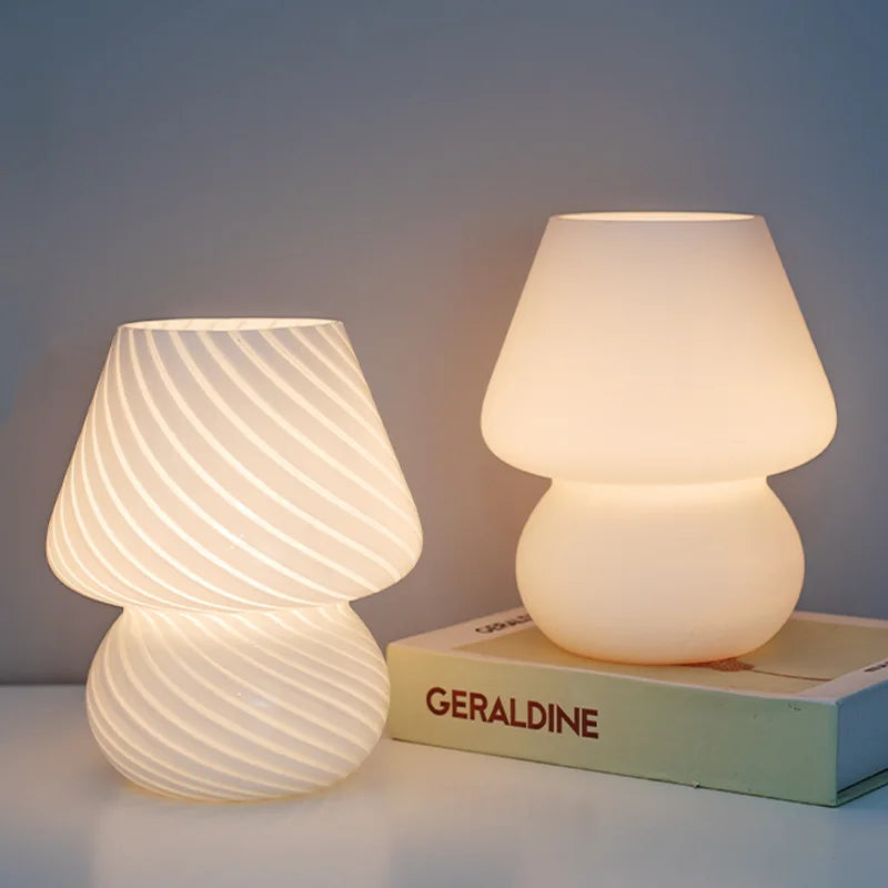 Mushroom Glass Bedroom Desk Lamp