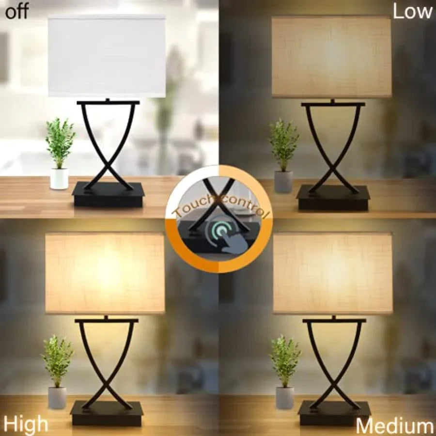 3-Way Touch USB Nightstand Table Lamp