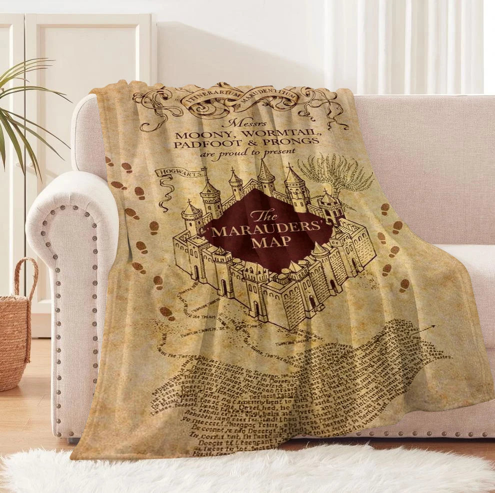 Marauders Map Vintage Flannel Blanket