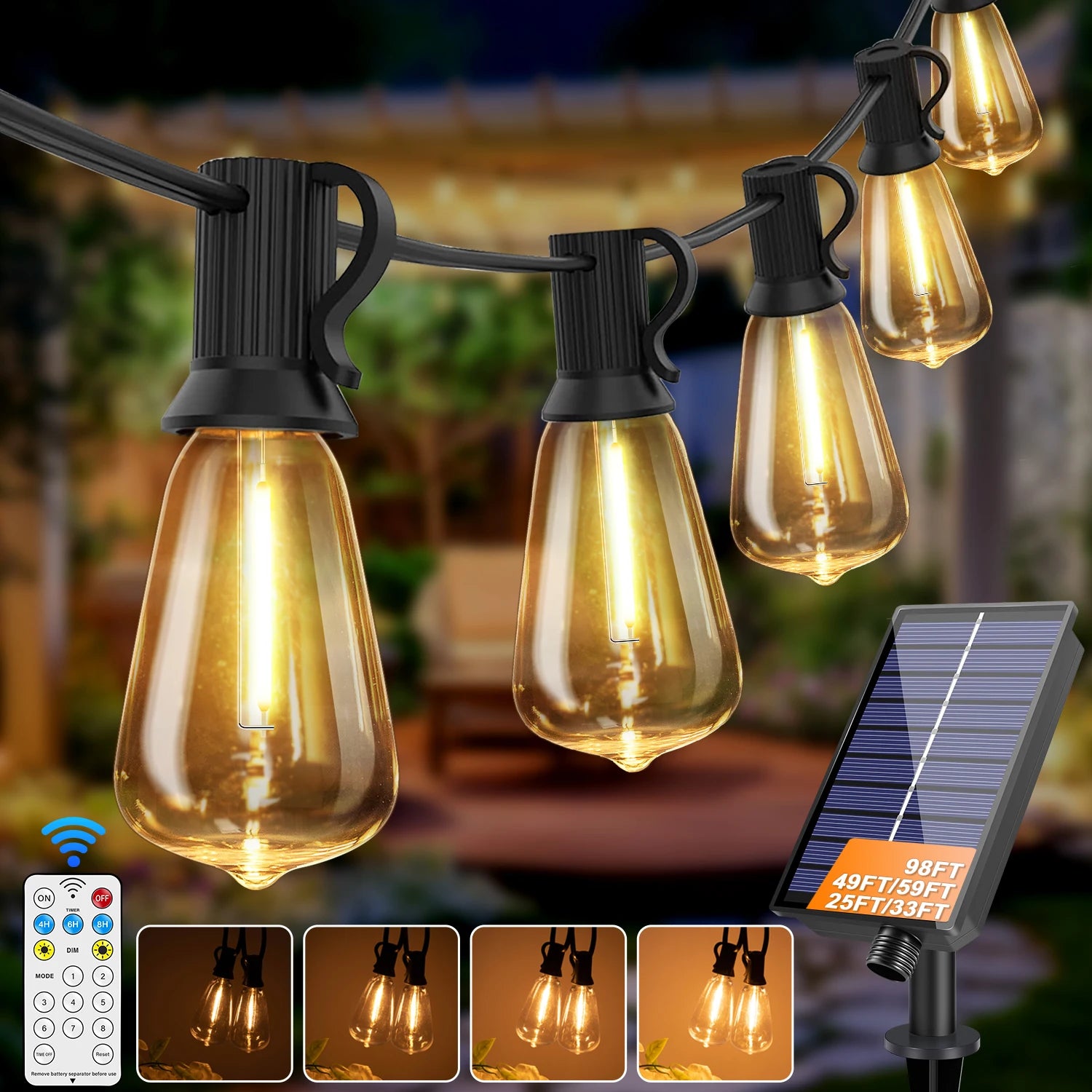 Weatherproof Solar Hanging String Lights