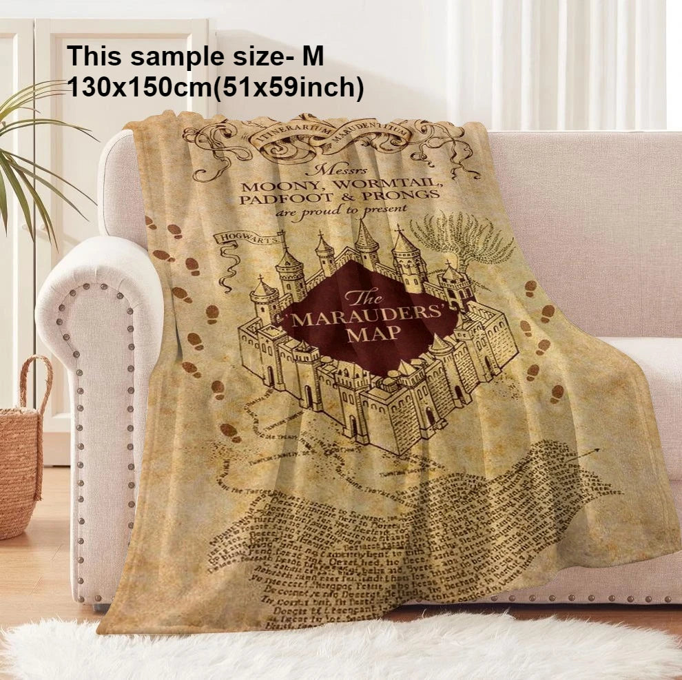 Marauders Map Vintage Flannel Blanket