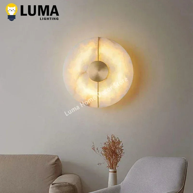 Alabaster Copper Wall Lamp Light