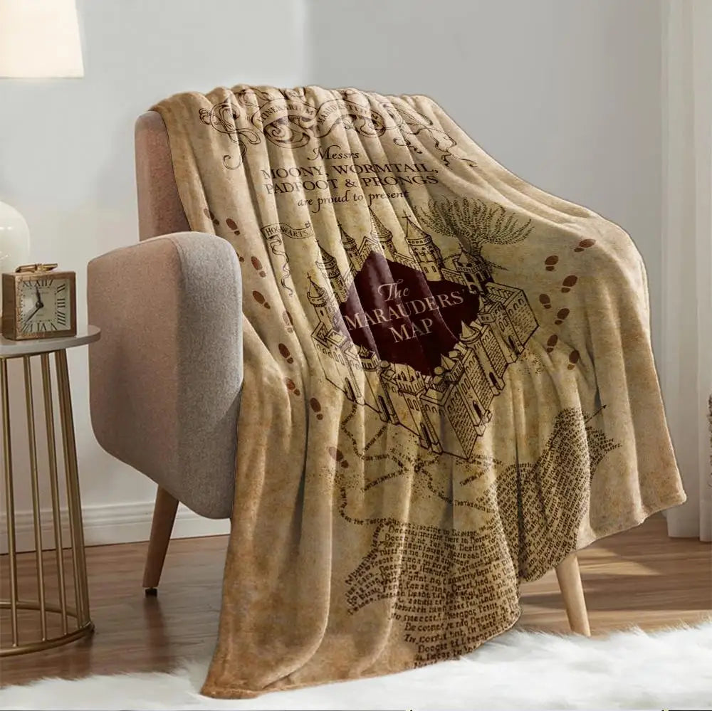 Marauders Map Vintage Flannel Blanket